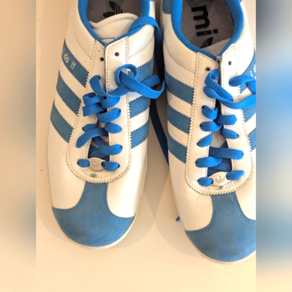 Adidas White and Blue Custom Wedding Sneakers